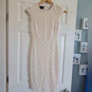 Bebe Cream Textured Midi Dress